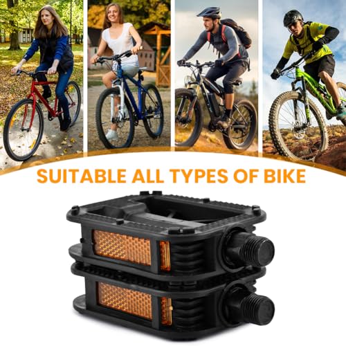 Pedales para bicicleta de 9/16 pulgadas con reflectores miniatura 5
