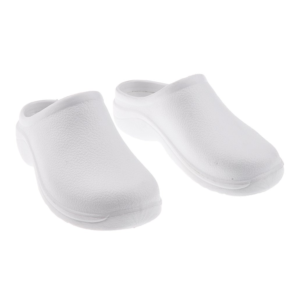 Men Women Cook Medical Nurse Shoes Ultralite Clogs Strapless 39 White-image-45