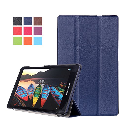 Kepuch Custer Funda para Lenovo Tab 3 8 TB3-850F TB3-850M/Tab 2 A8-50F,Slim Smart Cover Fundas Carcasa Case Protectora de PU-Cuero para Lenovo Tab 3 8 TB3-850F TB3-850M/Tab 2 A8-50F - Azul