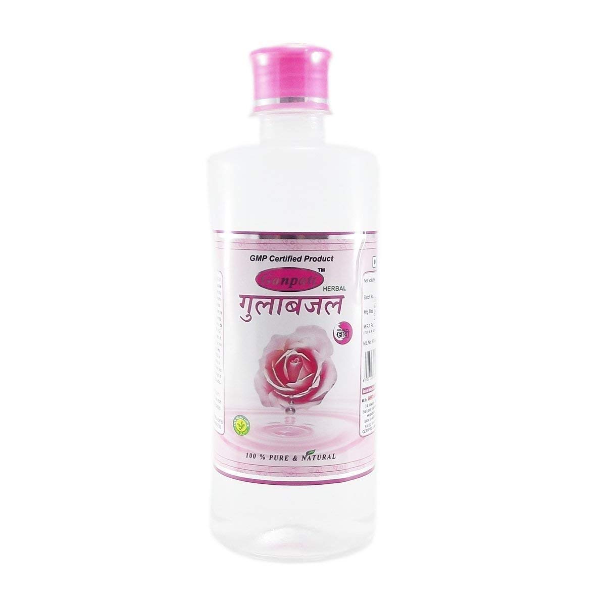 Ganpati Herbal Rose Water (Gulab Jal) 100% Pure and Natural (500ml pack)