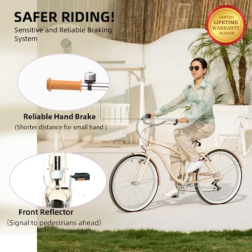 Single Speed 24 Inch Women&#039;s Cruiser Bike With Hand Brakes 24 Inch Bike ACEGER 24 26 Inch Women Beach Cruiser Bike, Single