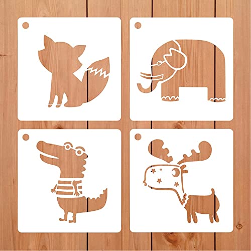 QRTGNA Pochoirs Peinture pour Enfants, 16 Pièces Pochoirs Réutilisables Lavables Peinture Animaux, Ensemble de Pochoirs de Peinture pour Artisanat, Planificateur, Cahier, Journal Intime, DIY(13x13cm) - Image 4