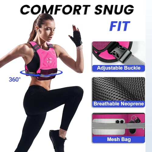 Image of VBSD Adjustable Weighted Vest for Women Men 4-10lb /11-20lb /20-32lb Vest with 6 Ironsand Weights Body Weight Vest with Reflective Strip for Running Walking Strength Training Workouts