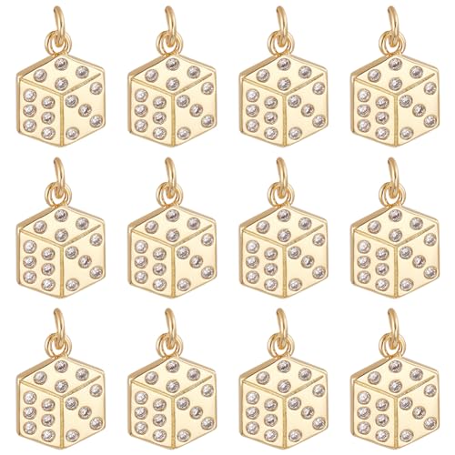 Breloques en laiton plaqué or pour fabrication de bijoux pendentif dé et ruban