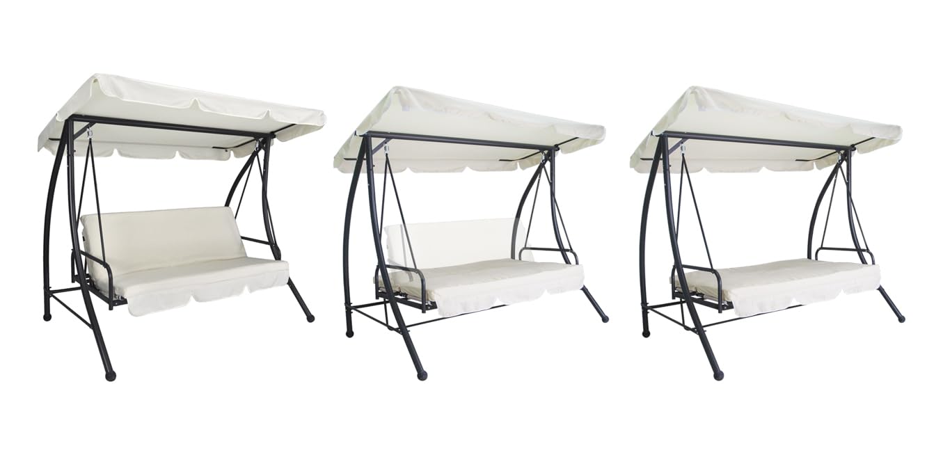 Dondolo da giardino 3 posti trasformabile in letto mod. Cayman