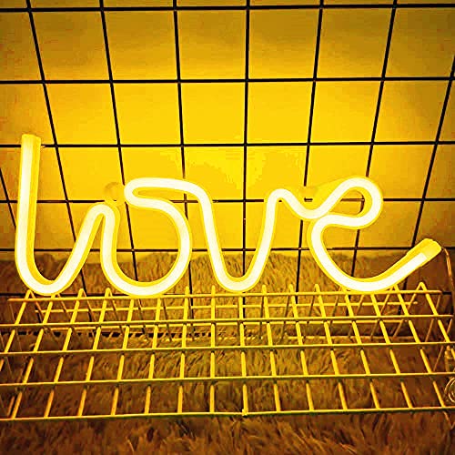 Enseigne Néon LED, EONYUANGUO Love Neon Sign Light Veilleuse décorative murale à piles/USB pour chambre à coucher, bar, chambre d'enfants, Noël, Fête d'anniversaire (Chaud) Cover