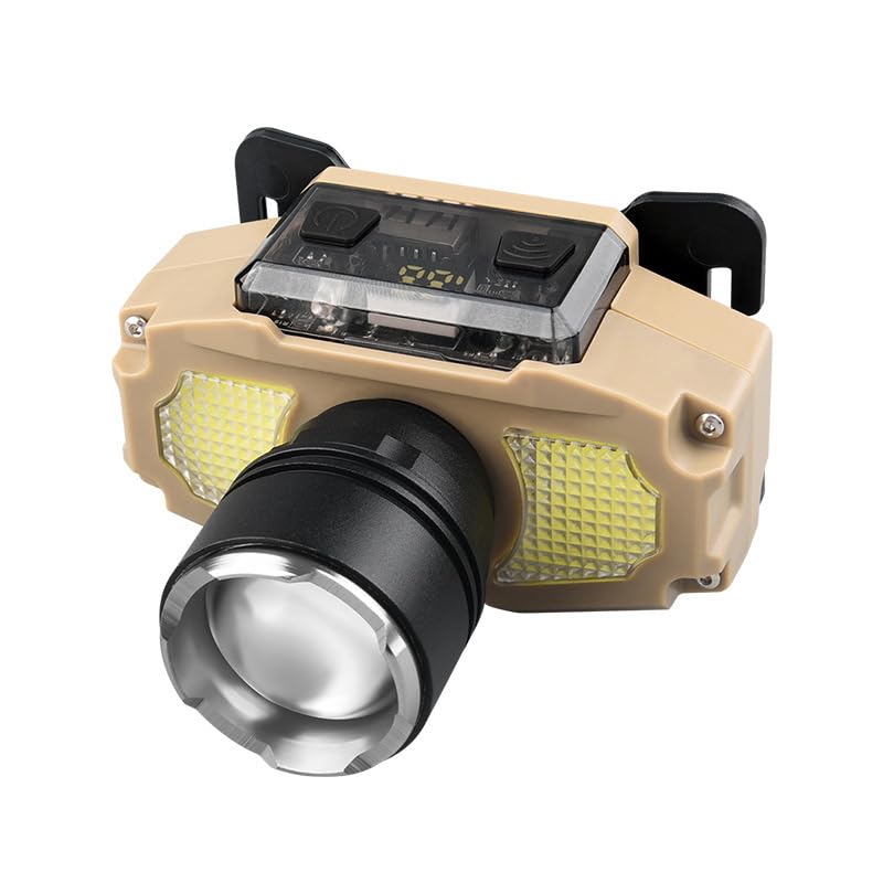 Linist LED Zoomable Headlamp Rechargeable USB Type-C – Motion Sensor Head Torch with 4 Light Modes, Adjustable Angle, Waterproof Hands-Free Head Worn Work Light, XPG+Red LED, 1200mAh Battery-image-43