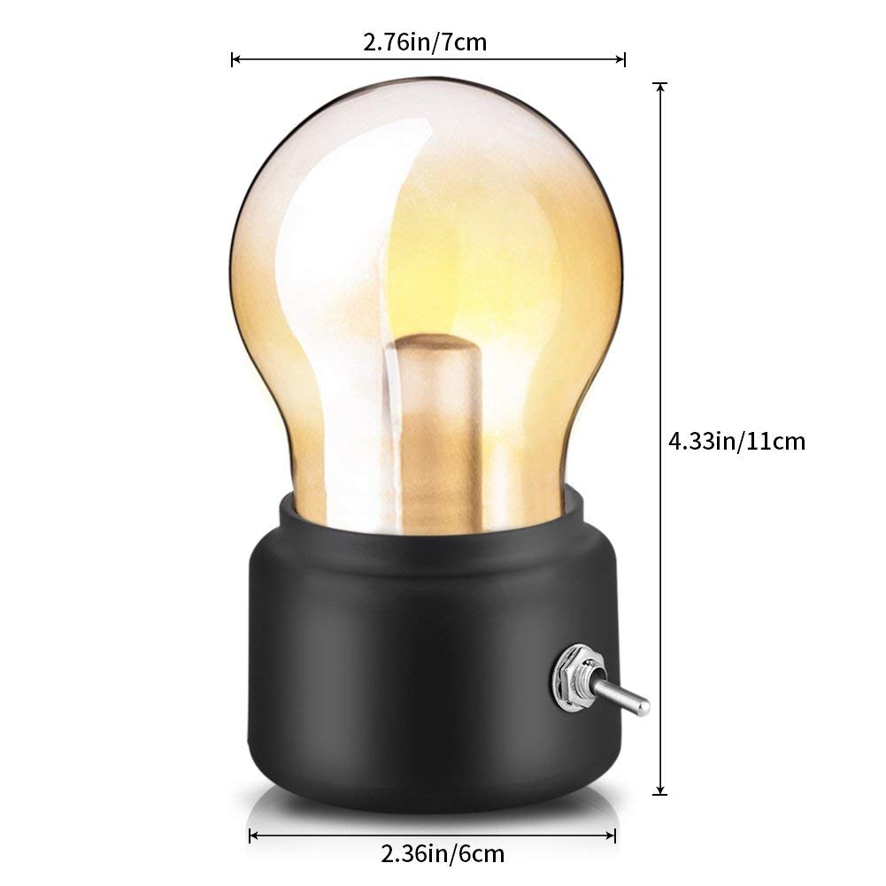 Lampadina senza fili USB da tavolo, USB ricaricabile LED Night Light Mini comodino scrivania lampada a risparmio energetico ed elegante per l'illuminazione da comodino camera da letto(Nero)