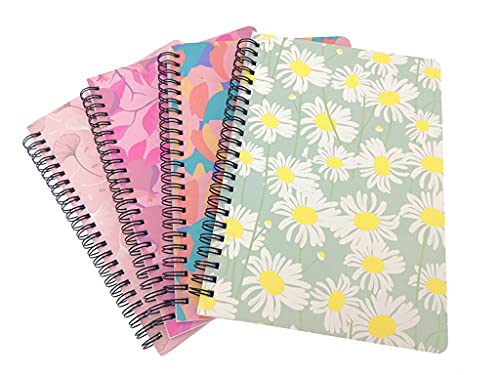 ALIMITOPIA-Spiral-Notebook-JouralWirebound-Ruled-Sketch-Book-Notepad-Diary-Memo-PlannerA5-Size-80-Sheets-4pcsLeafFlower