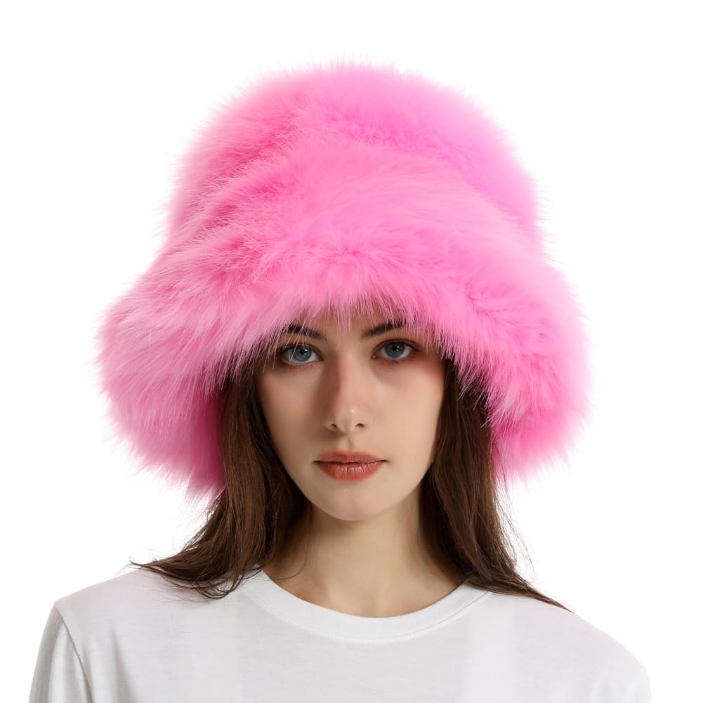 Fuzzy Bucket Hat Y2k Fashion Outdoor Fluffy Furry Plush Faux Fur Bucket Hats Fishing Bucket Hat Bucket Hats Women 2024