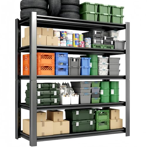 Image of 3500 LBS Heavy Duty Garage Shelving, 48 inch W x 20 inch D x 72 inch H Metal Storage Shelves, Adjustable Boltless Steel Storage Rack for Garage, Basement, Warehouse, Pantry