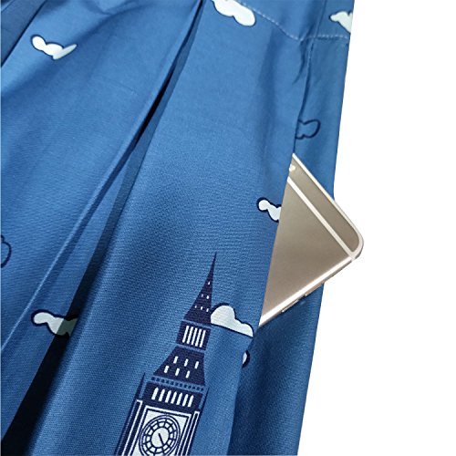 Obbue Dresstore Vintage Pleated Skirt Floral A-Line Printed Midi Skirts With Pockets Sakura-Xx-L thumb #1