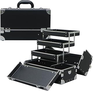 BAgandCASE ALIKAN メイクボックス 化粧品 収納バッグ バニティボックス アクセサリー ショルダーベルト ブラック DFF (DFF303-BLACK(P) : 40x19x28cm)