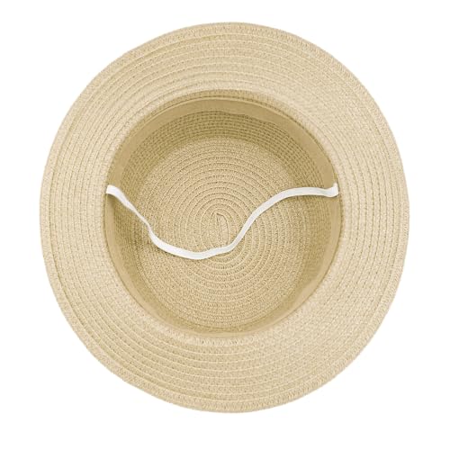 Image of VRITRAZ Kids Straw Hat for Baby Boys & Girls | Printed Summer Sun Hat, Woven Wide Brim Beach Cap, Lightweight Breathable Holiday, Travel, Fancy Dress Fashion Hat for Children & Toddler (2-6 Year)
