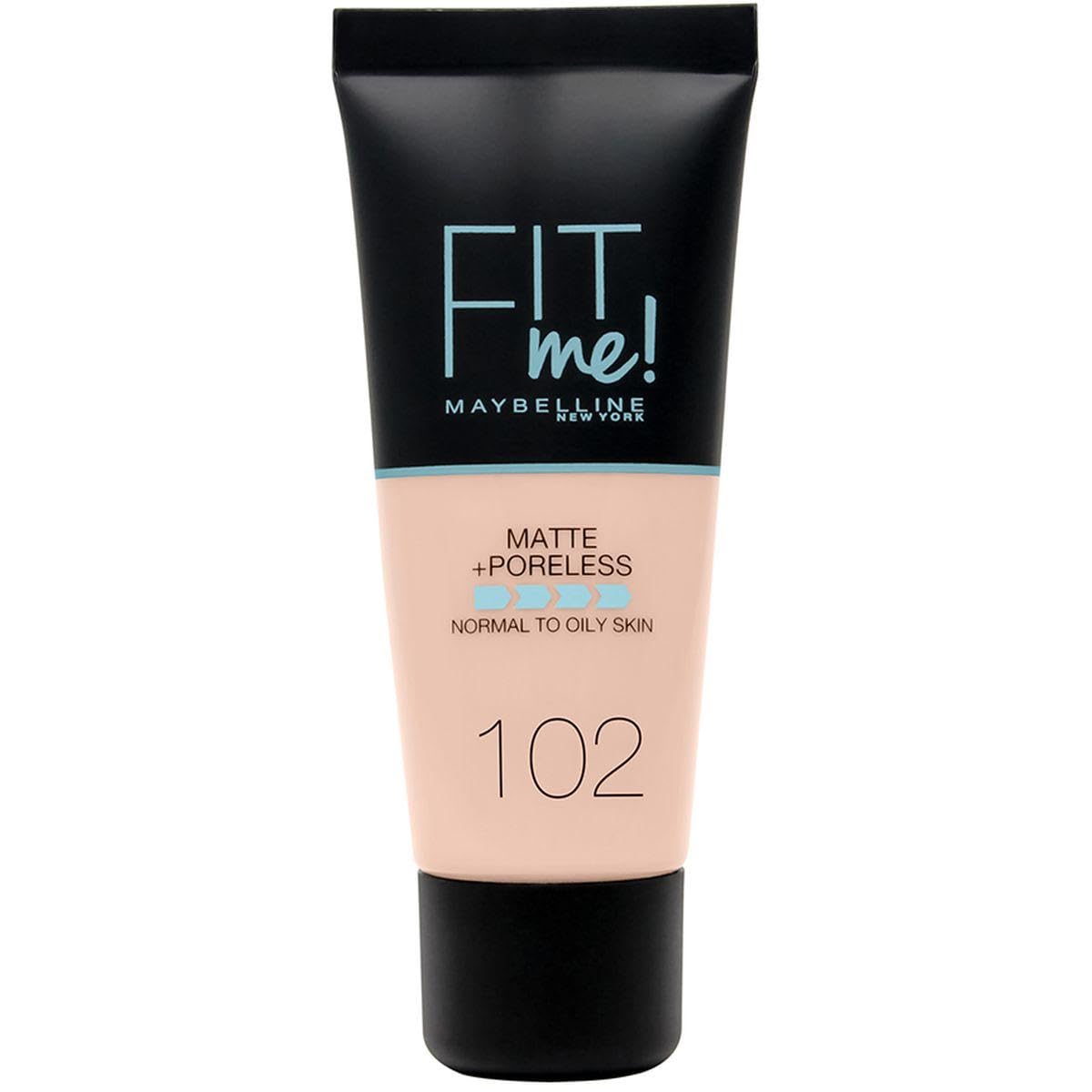 Fit Me Foundation, Medium Coverage, Blendable With a Matte and Poreless Finish, For Normal to Oily Skin, Shade: 102 Fair Ivory, 30ml