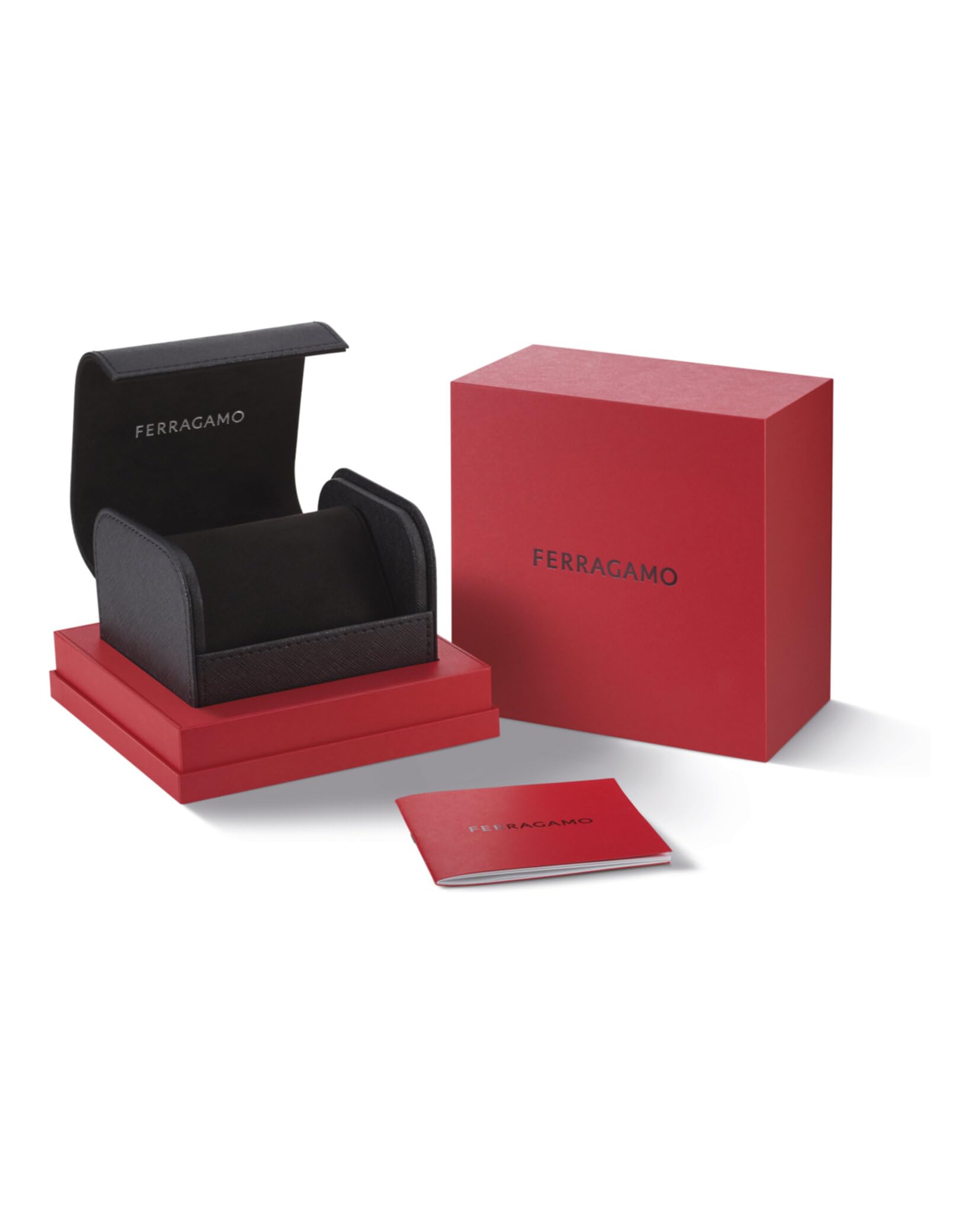 Ferragamo Vega Orologio da donna di lusso con cinturino in acciaio inossidabile bicolore e quadrante guilloche marrone