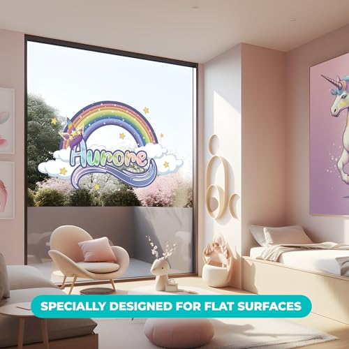 Vinilo decorativo personalizado arcoíris y unicornio para habitación miniatura 3