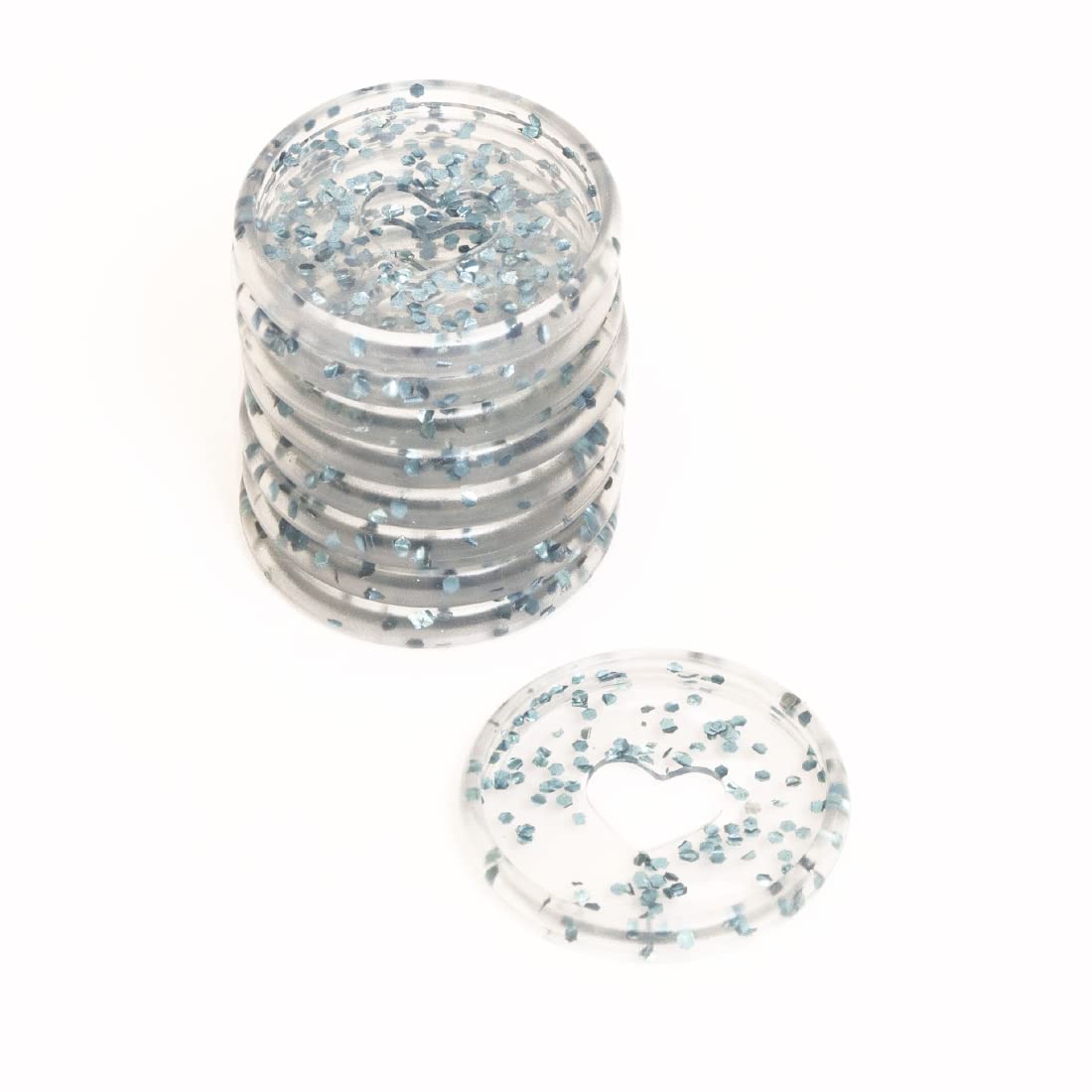 Craftelier - Plastic Glitter Disc Rings M for Scrapbooking Binding and Other Crafts for Planners, Agendas, Notebooks or Albums | Pack of 9 pcs. 35 mm Diameter - Colour Blue with Glitter