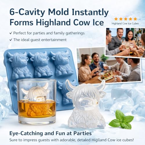 Molde para cubitos de hielo vaca Highland mini silicona miniatura 4