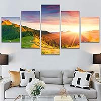 SIGNWIN 5 Panel Canvas Wall Art Modern Art Coastal Colorful Multicolor Photography Romantics Sunset for Home Decorations Ready to Hang - 60