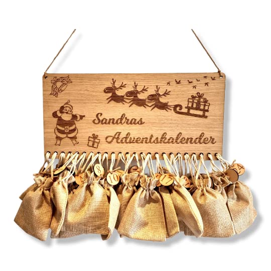 Personalisierter Adventskalender mit Namen | Weihnachtskalender | Advent | Adventskalender für Kinder | Jutesäckchen (Komplettset)