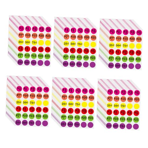 FUNOMOCYA 6 Pack Circle Sticker Labels for Retail Stores Sale Point of Sale Removable Supermarket Sale Stickers