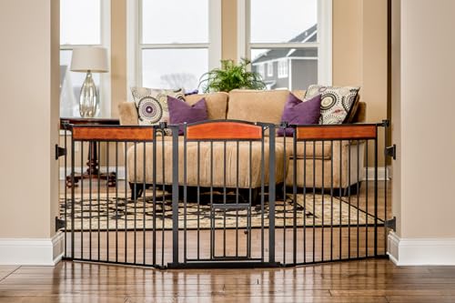Carlson Pet Products Deluxe Flexi Dog Gate, 28-in, Includes Installation Hardware and Wood Panel Décor