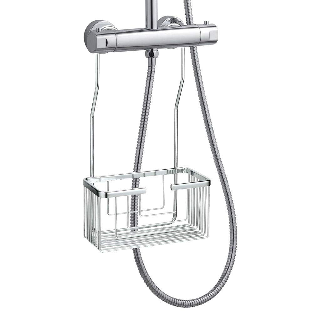 Kibath Cesta Portageles Estante de ducha para colgar en grifería. Sistema antibalancelo. Facil instalacion sin hacer agujeros ni taladros.