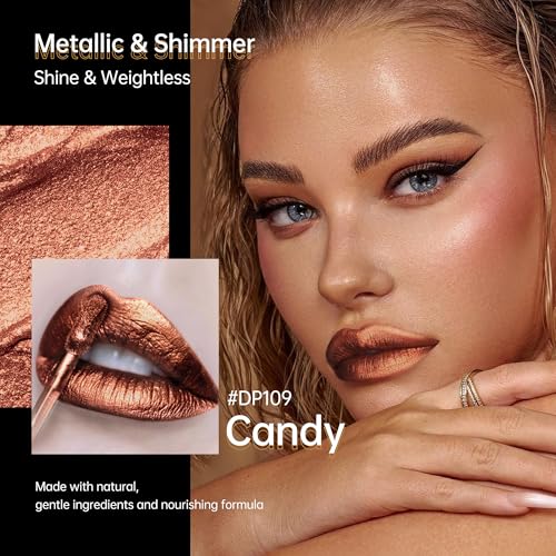 Image of Dark Brown Lipsticks for Women Metallic Glitter Long Lasting Lipstick