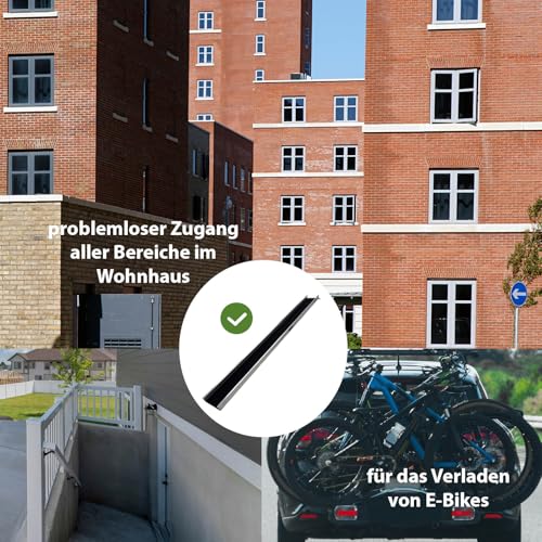 TRUTZHOLM 1 x Alu Auffahrschiene 194 cm 50 kg Alu grau Anti-Rutsch Beschichtung E-Bike Mofa Fahrradrampe für Treppe