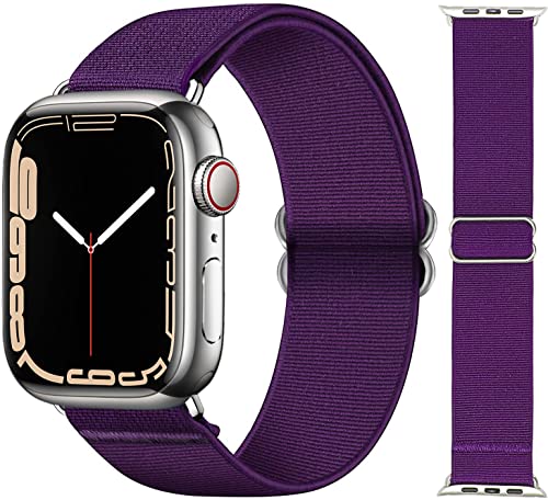 PADFURN Stretchy Nylon Bands Compatible with Apple Watch 38mm 40mm 41mm Elastic Adjustable Band for iWatch Series 11 10 9 8 SE3 SE2 Ultra3 Ultra2 7 6 5 4 3 2 1 Sports Strap-Purple