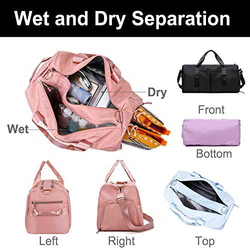 Personalized Duffle Bag Pink Custom Gym Travel Sports Bag Name Embroidered Dry Wet Separated Bags Bridesmaid Gift Waterproof4