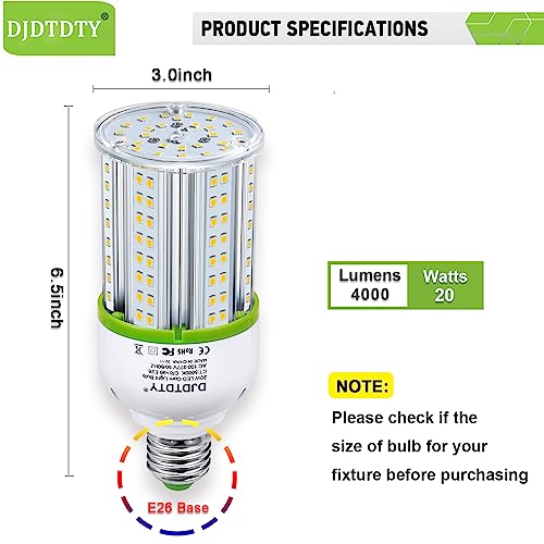 Djdtdty 1 Pack Led Bulbs,20W80W100W120W150W Led Corn Bulb, E26 Base, 4000Lm Led Light Bulb For Garage Household Light Bulbswarehouse Workshop Barn (Watts, 20) #TOP1
