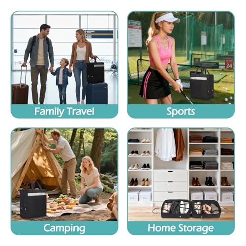 Schuhtasche für Reisen, Wasserfeste Reise Schuhbeutel, Schuhtaschen Organizer für Reisen Oder Zuhause-Aufbewahrung, Reisegepäck Schuhtasche für Damen Herren für bis zu 6 Paar Schuhe (Schwarz)