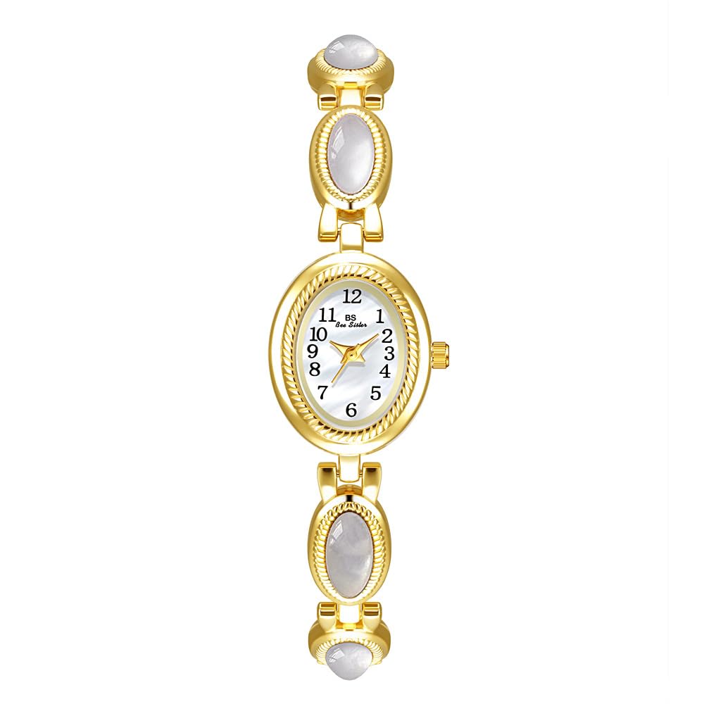 CARLIEN Orologio da polso da donna, elegante, elegante, elegante, elegante, al quarzo, con numeri arabi, color oro e argento
