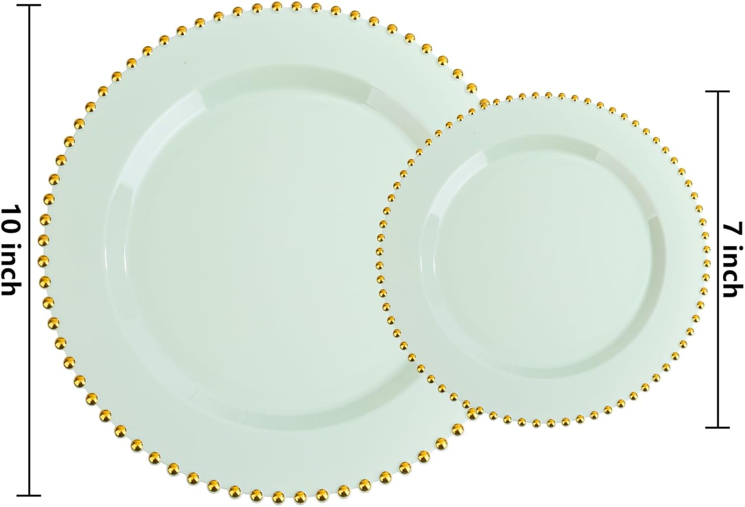 EI 60pcs Green Plastic Plates with Gold Rim,Disposable Heavy Duty Sage Green and Gold 10" Dinner & 7" Dessert Plastic Plate for Birthday,Afternoon Tea,Wedding,Spring,Valentine's Day,Easter - Image 2
