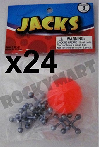 2 Dozen Sets- Jacks and Ball -Classic Children's Game Party Favor Toy- (24 Sets)