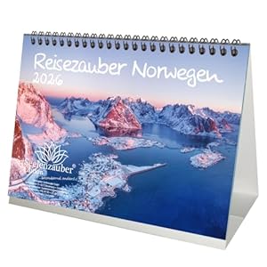 Reisezauber Norwegen DIN A5 Tischkalender für 2026 Oslo Stadt Reise Land - Set-Inhalt: 1x Kalender 1x Weihnachtsanhänger 1x Grußanhänger (gesamt 3 Teile)