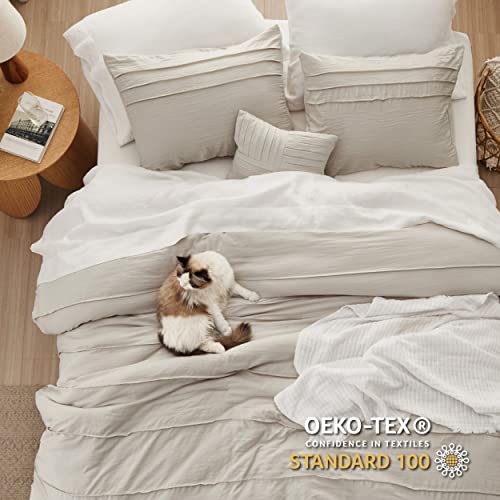 Bedsure COMFORTER SET - STRIPE Beige Queen Comforter Set thumb #3