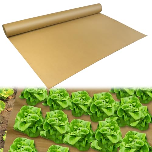 3.2x50 Ft Biodegradable Paper Weed Barrier Roll Heavy Duty Garden Paper Weed Control Biodegradable...