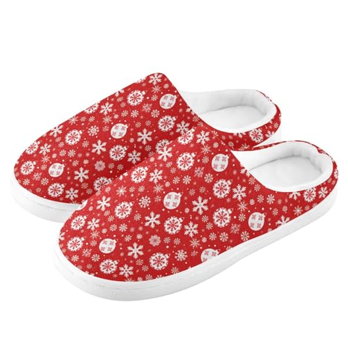 Fuzzy Memory Foam Slippers for Women/Men Christmas Snowflake Ball Pattern Fluffy Winter House Shoes Indoor and Outdoor4