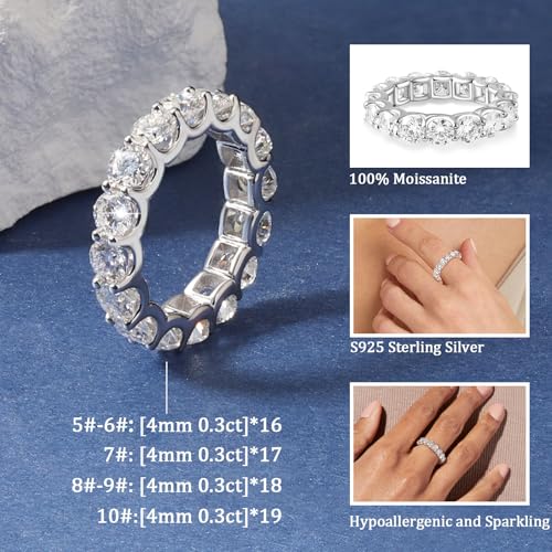 Moissanite Eternity Rings for Women - 925 Sterling Silver Moissanite Eternity Band Rings Jewelry Moissan Engagement Band Anniversary Birthday Valentine Gifts2