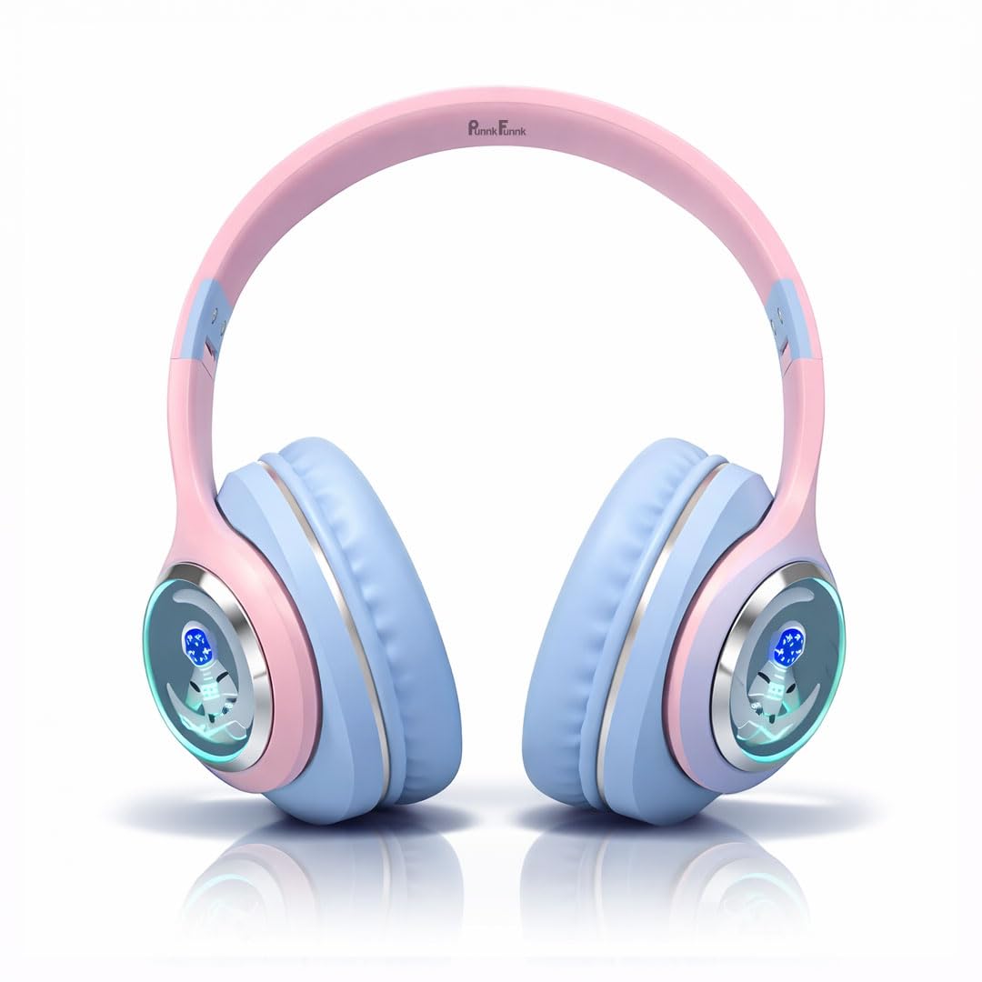 PunnkFunnk Astro Junior Wireless Bluetooth Headphones with BT 5.3, Noise Cancelling, Hi-Res Audio, 40mm Drivers, Deep Bass, Memory Foam Ear Cushions, Over-Ear Headset for Kids, Teens & Adults (Blue)-image-16