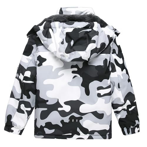 Image of Keevoom Boys Winter Coat Ski Jacket Windproof Kids Snowboard Warm Fleece Snow Coat Waterproof Outdoor Hooded Ski Coats