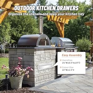 Outdoor kitchen drawer stainless steel single drawer 24w 65h 23d double wall outdoor kitchen drawer kitchen cabinet grill station or grill island  urban country home decor