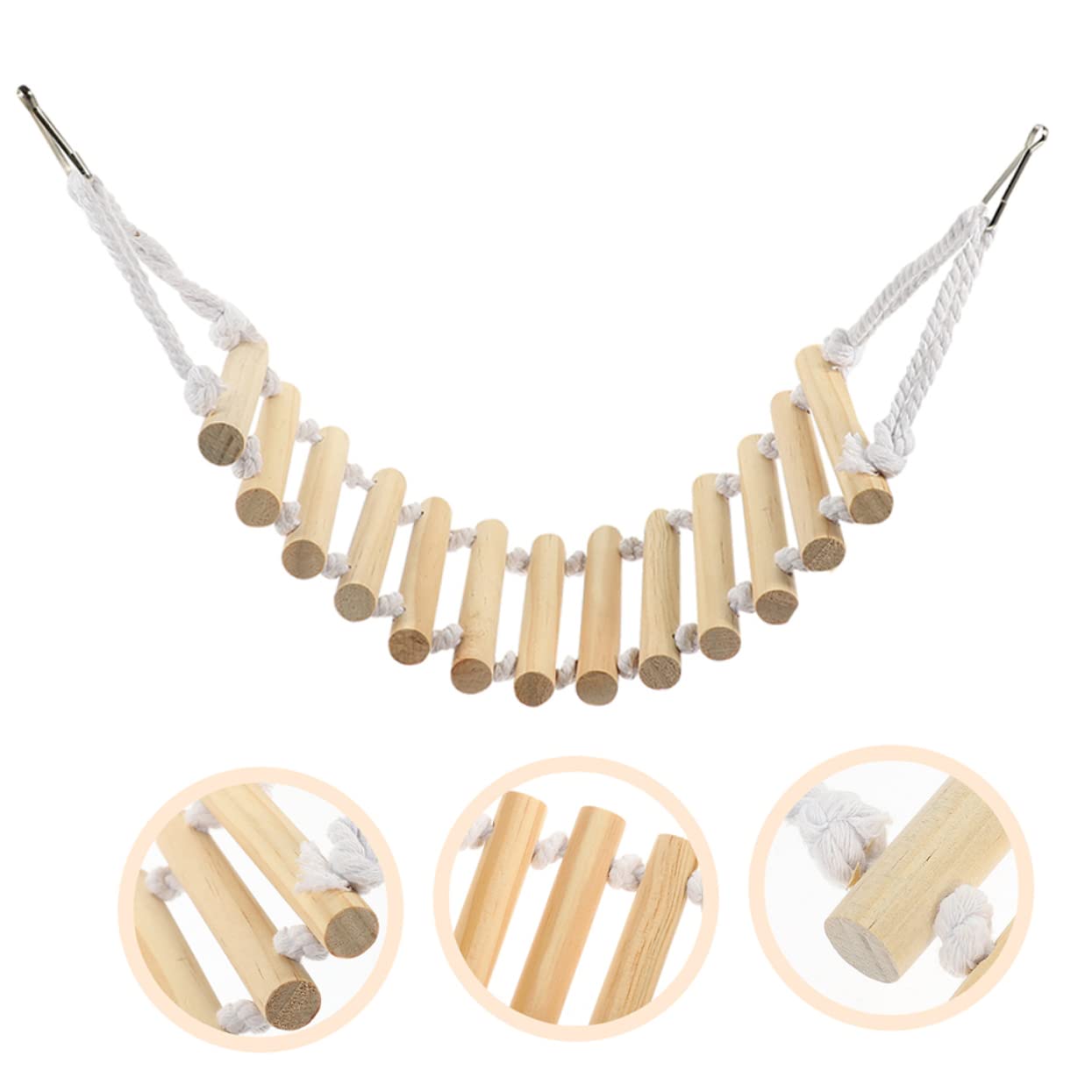 CIYODO Climbing Toy for Reptiles Wooden Hanging Ladder Decorative Bridge Pet-Friendly Natural Wood Safe for Geckos Lizards Turtles Stimulating Design