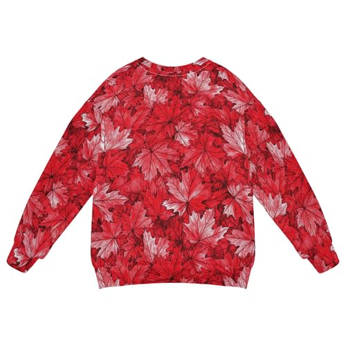 JUNZAN Canada Red Maple Leaves Little Kids Hooded Sweatshirt Fleece Boys Sweat Shirt Camping 4T2