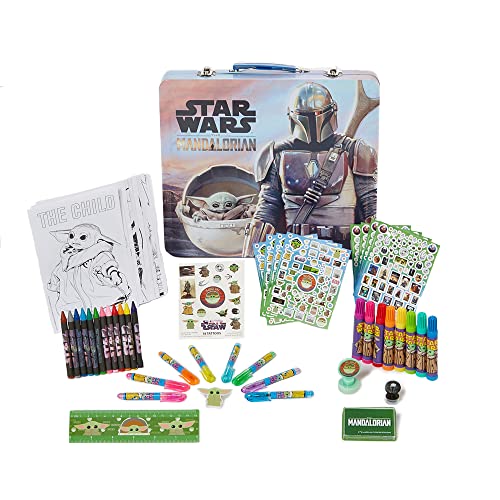 Innovative Designs Star Wars Mandalorian Baby Yoda Deluxe Activity Set for Kids with Carrying Tin, Coloring Sheets, Tattoos, Stickers, & Art Supplies,...