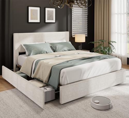 Garvee King Bed Frame with Storage and Headboard