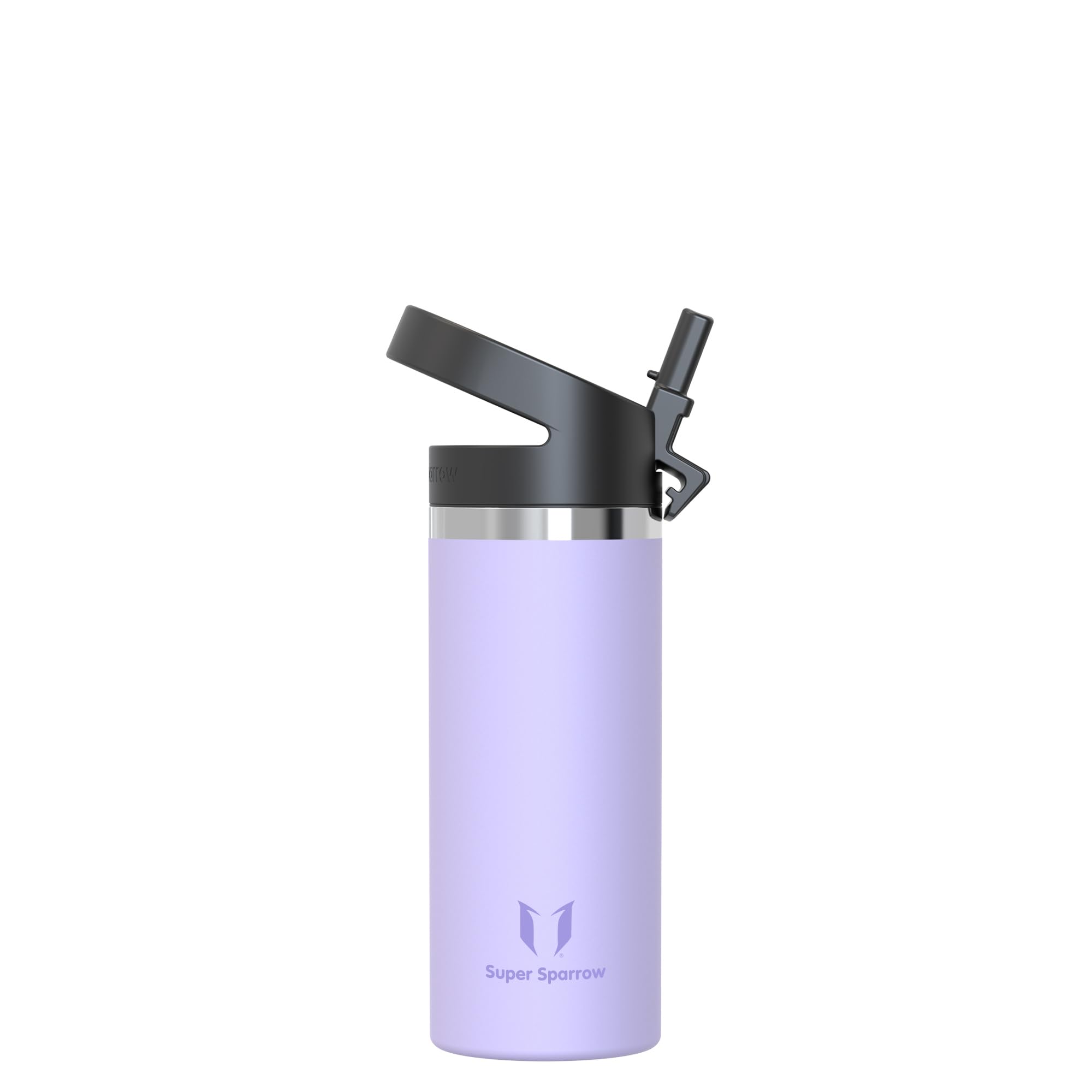 Super Sparrow Water Bottle Insulated - 500ml - Wide Mouth Metal Bottle - Wide Mouth SwivelSip Flask - BPA Free, Leak Proof - Ergonomic Straw Water Bottles for Work, Gym, Travel, Sports